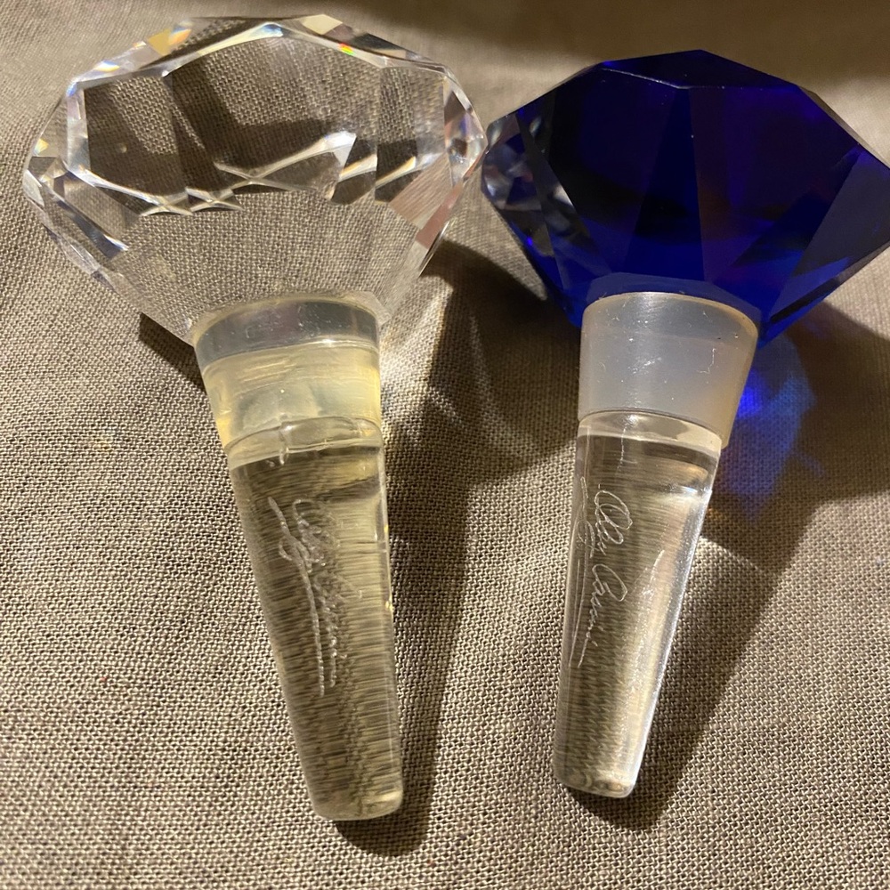 Oleg Cassini Crystal and Blue Wine Stoppers
